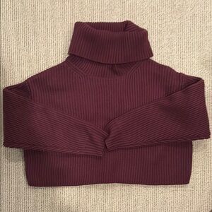 Women's Ribbed Burgundy Turtleneck Sweater